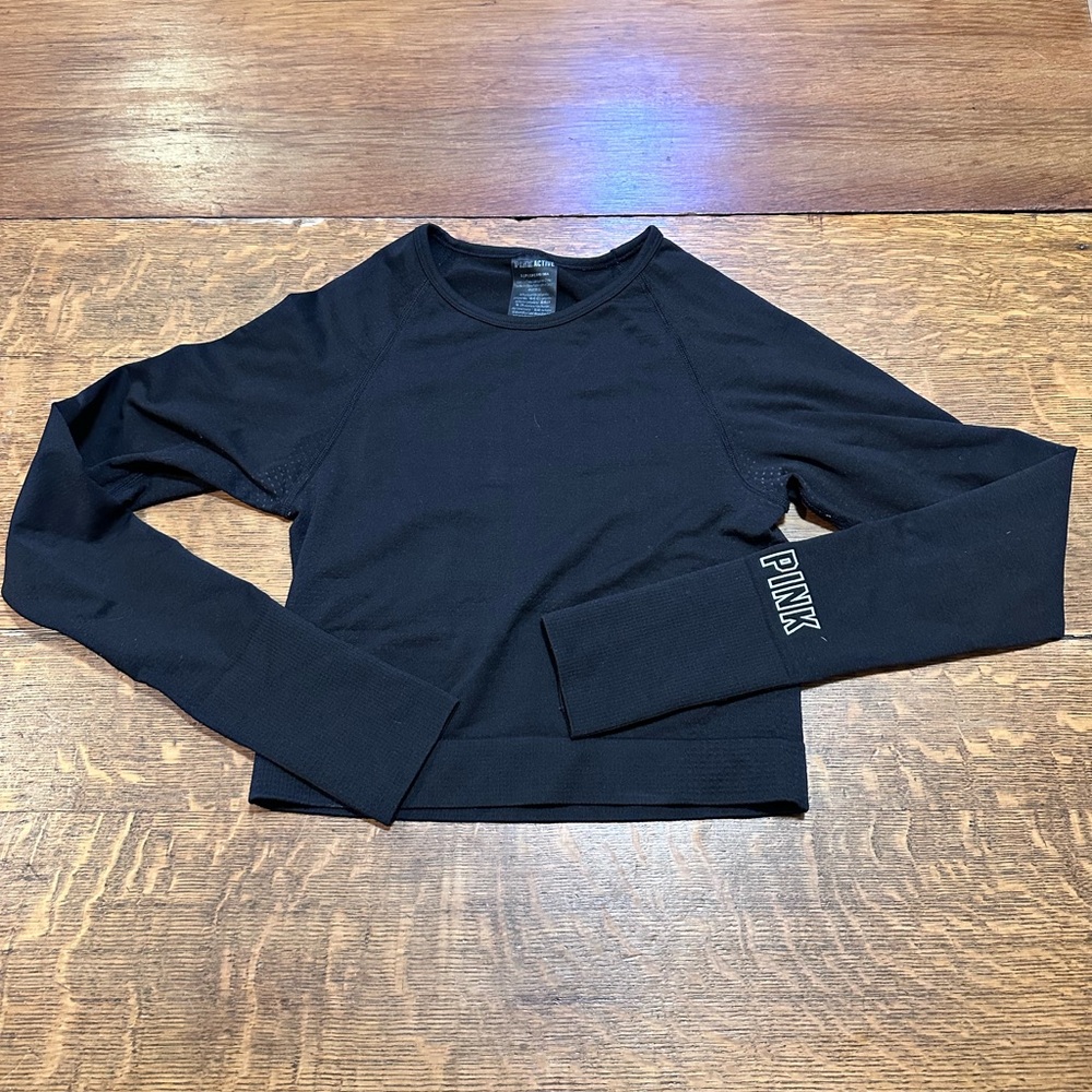 Victoria’s‎ Secret PINK Active Long sleeve Black Crop top Size Small